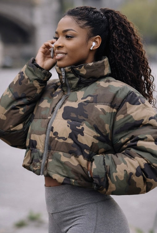 Camo Cropped Coat